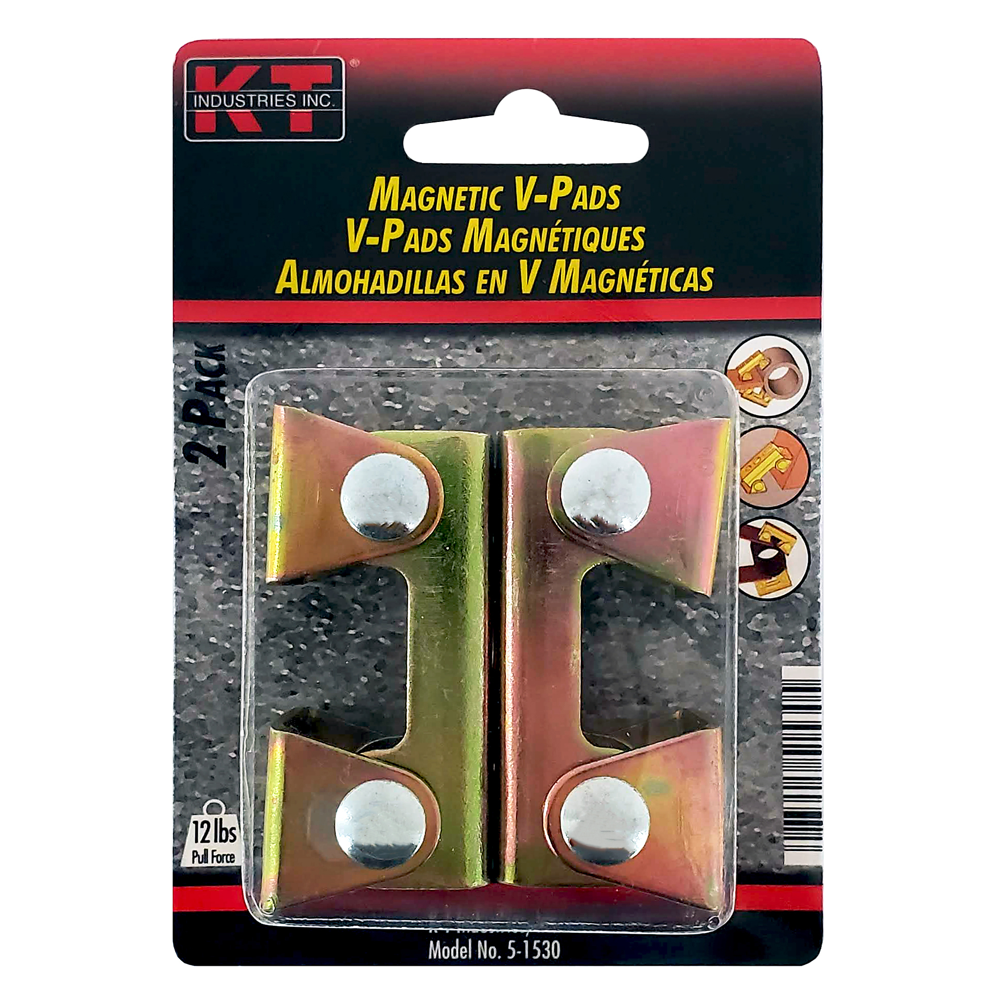 K-T Industries Magnetic V-Pads Kit — 2-Pc., 12-Lb. Pull Force, Model# 5-1530